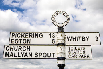 Signpost in Goathland, North Yorkshire
