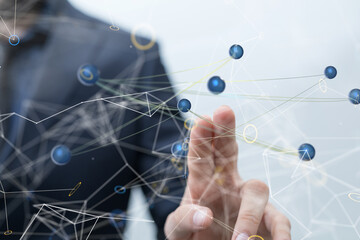 Global network. Blockchain. 3D illustration. Neural networks and artificial intelligence. Abstract