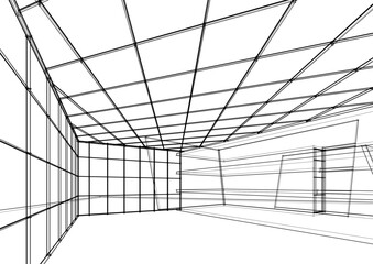 View of modern architecture 3d illustration