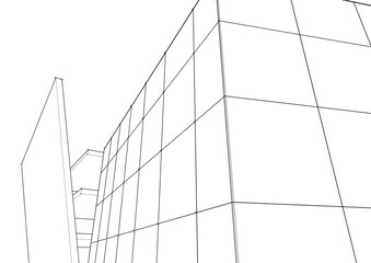 View of modern architecture 3d illustration