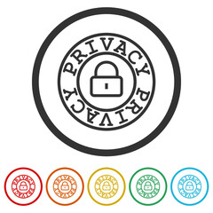 Privacy icons in color circle buttons