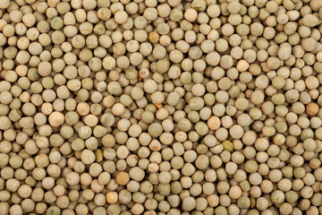 Dried green peas, close-up. Light green seeds from the pods of Pisum sativum