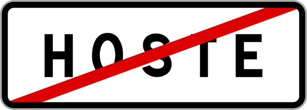 Panneau sortie ville agglom&eacute;ration Hoste / Town exit sign Hoste