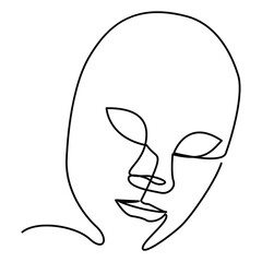 one line continuous drawing of face mask
