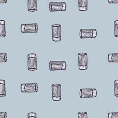 High chef hat sketch seamless pattern. Kitchen traditional element for cook in hand drawn style.