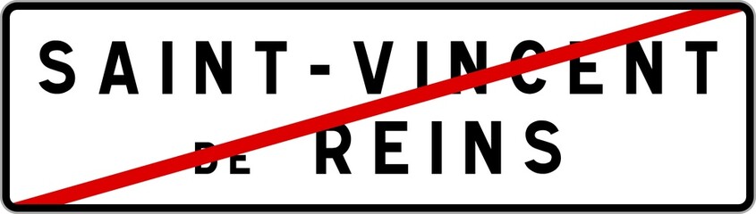 Panneau sortie ville agglomération Saint-Vincent-de-Reins / Town exit sign Saint-Vincent-de-Reins