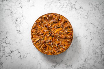 Apricot Pecan Pie, top down view