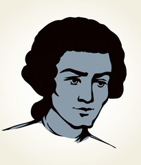 Vintage french wig. Vector drawing