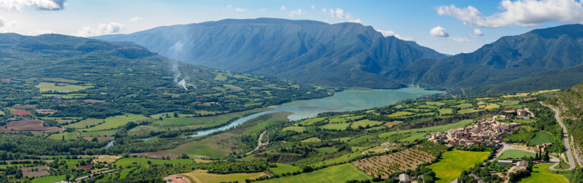 Guardia de Noguera village and Terradets reservoir, Catalonia, Spain.
