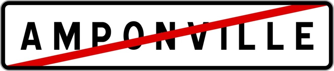 Panneau sortie ville agglomération Amponville / Town exit sign Amponville