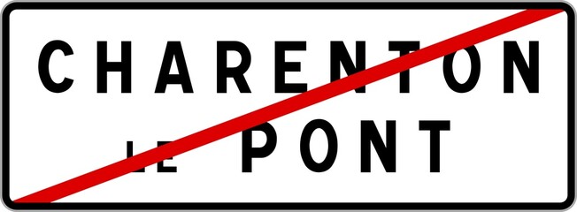 Panneau sortie ville agglom&eacute;ration Charenton-le-Pont / Town exit sign Charenton-le-Pont