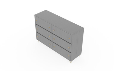 drawer top view without shadow 3d render