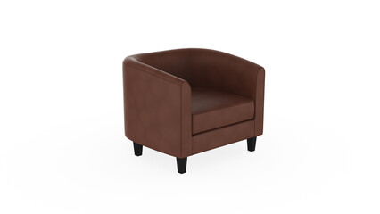 leather chair angle view without shadow 3d render