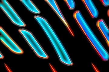 abstract figure with neon effect on black background - 514239530