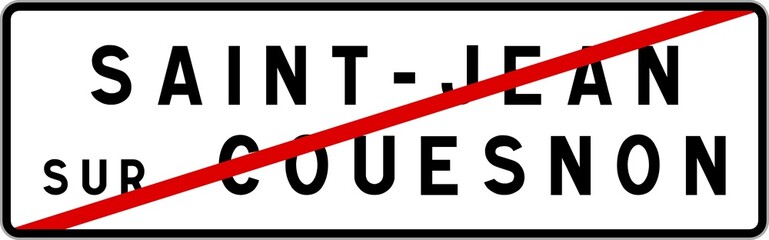 Panneau sortie ville agglomération Saint-Jean-sur-Couesnon / Town exit sign Saint-Jean-sur-Couesnon