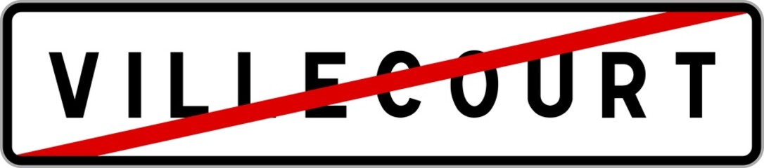 Obraz premium Panneau sortie ville agglomération Villecourt / Town exit sign Villecourt