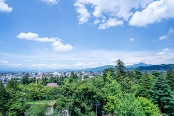 福島県福島県会津若松市の鶴ヶ城展望からの景色