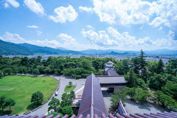 Fototapeta premium 福島県福島県会津若松市の鶴ヶ城展望からの景色