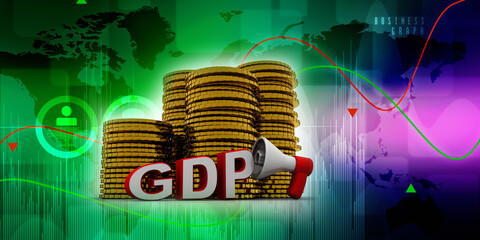 3d rendering Gold coins with GDP