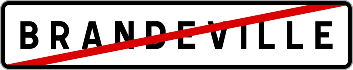 Fototapeta premium Panneau sortie ville agglomération Brandeville / Town exit sign Brandeville