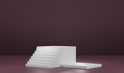 3d Minimalist Landscape podium with mini stair display, Perfect for Drink menu background, -3d renderring