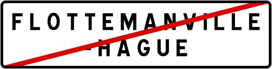 Panneau sortie ville agglomération Flottemanville-Hague / Town exit sign Flottemanville-Hague