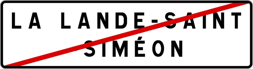 Fototapeta premium Panneau sortie ville agglomération La Lande-Saint-Siméon / Town exit sign La Lande-Saint-Siméon