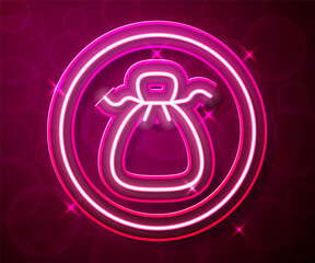 Glowing neon line Wonton icon isolated on red background. Chinese food. Vector