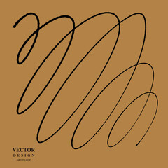 Detailed random brush lines, black ink effect, vector graphics, round curly lines