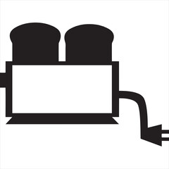 Vector, Image of two burner electric stove icon, black and white color, transparent background

