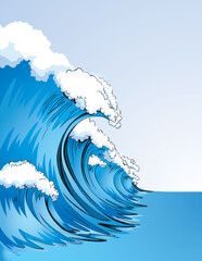 A big wave. Vector tsunami drawing