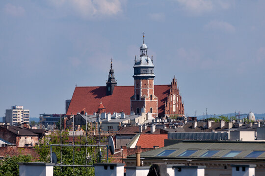 Aerial View Of The Corpus Christi Basilica In Krakow