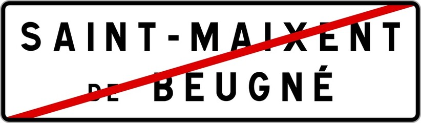 Panneau sortie ville agglomération Saint-Maixent-de-Beugné / Town exit sign Saint-Maixent-de-Beugné