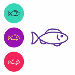 Set line Fish icon isolated on white background. Set icons colorful. Vector
