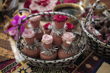 jugs and flowers at traditional wedding ceremonies