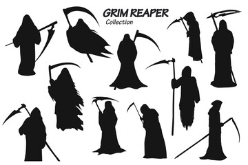 grim reaper silhouettes - obrazy, fototapety, plakaty