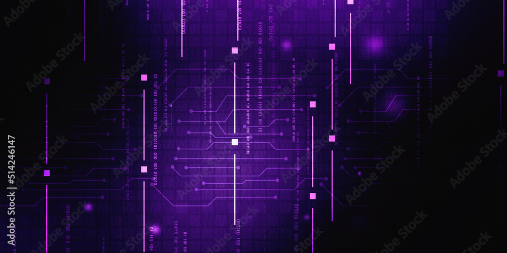 Poster 2d illustration abstract digital binary data on computer screen