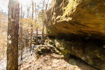 Hemlock Cliffs in Autumn after a light snow, Indiana
