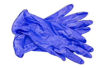 Sterile gloves. Medical gloves. Isolated gloves on a white background. Blue gloves.