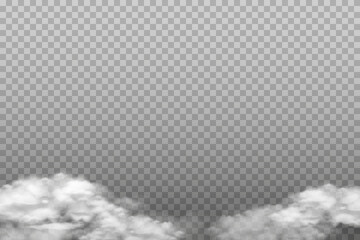 Vector realistic isolated cloudy sky for template decoration and cover on transparent background. Storm and cloud concept.