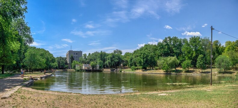 Artificial lake in the Dyukovsky park of Odessa, Ukraine