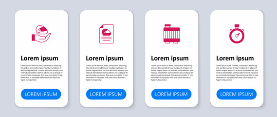 Set Stopwatch, Car radiator cooling system, Racing helmet and . Business infographic template. Vector