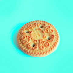 Tasty biscuits isolated, blue background