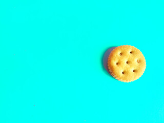 Tasty biscuits isolated,copy space blue background