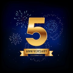 Fototapeta premium 5 Years Anniversary Celebration, Vector Design Illustration Template