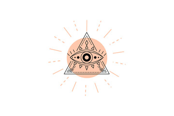 third eye,All Seeing eye Hand-drawn alchemy, religion, spirituality, occultism