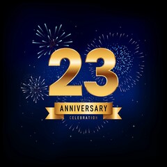 Naklejka premium 23 Years Anniversary Celebration, Vector Design Illustration Template