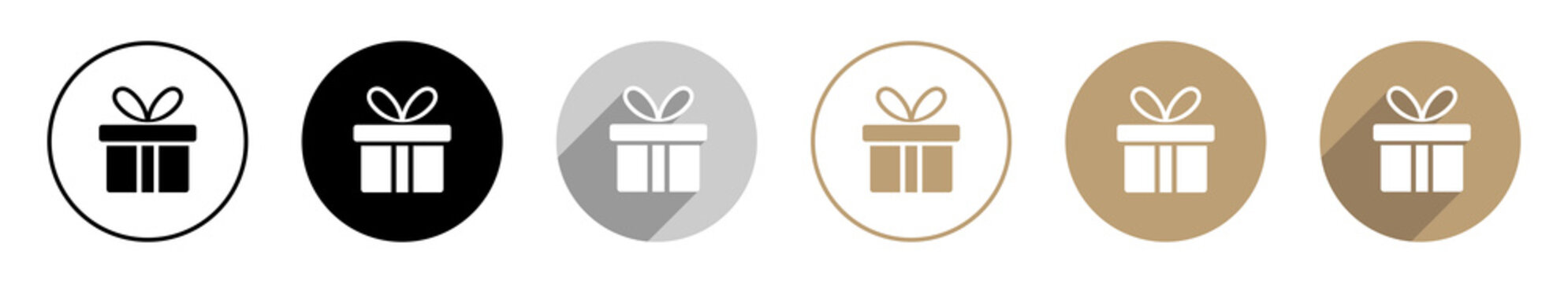 Geschenk / Gutschein Vektor Icon Set rund in goldbraun