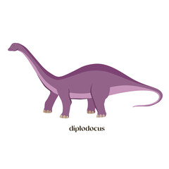 Hand drawn cartoon dinosaur Diplodocus