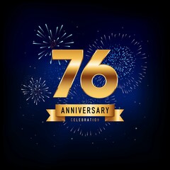 Fototapeta premium 76 Years Anniversary Celebration, Vector Design Illustration Template